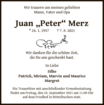 Traueranzeige von Juan Merz von OF