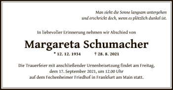 Traueranzeige von Margareta Schumacher von OF