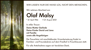 Traueranzeige von Olaf Malsy von OF