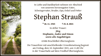 Traueranzeige von Stephan Strauß von OF