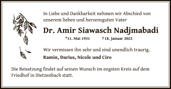 Traueranzeige von Amir Siawasch Nadjmabadi von OF