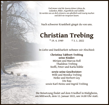 Traueranzeige von Christian Trebing von OF