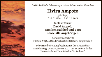 Traueranzeige von Elvira Ampofo von OF