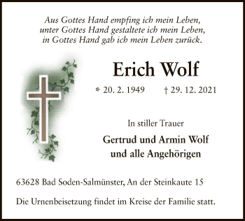 Traueranzeige von Erich Wolf von OF