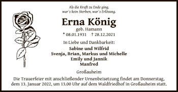 Traueranzeige von Erna König von OF