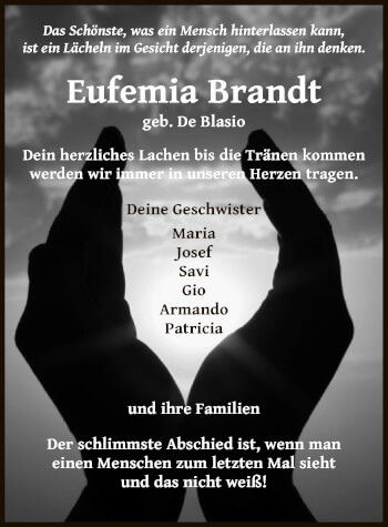 Traueranzeige von Eufemia Brandt von OF