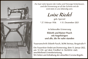 Traueranzeige von Luise Riedel von OF