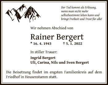 Traueranzeige von Rainer Bergert von OF