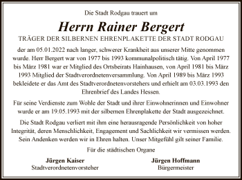 Traueranzeige von Rainer Bergert von OF