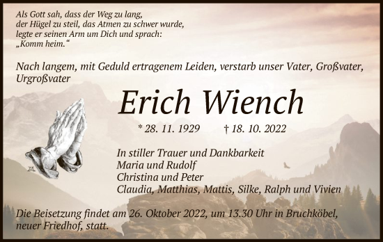 Traueranzeige von Erich Wiench von OF