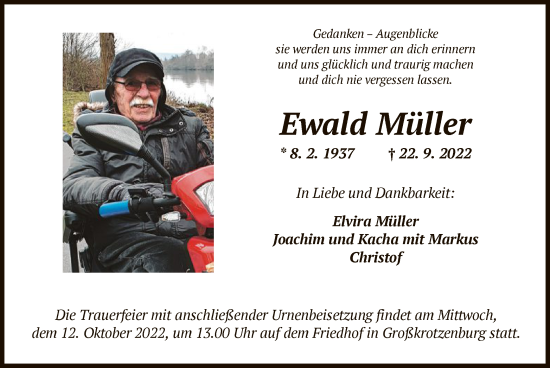 Traueranzeige von Ewald Müller von OF