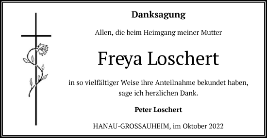 Traueranzeige von Freya Loschert von OF