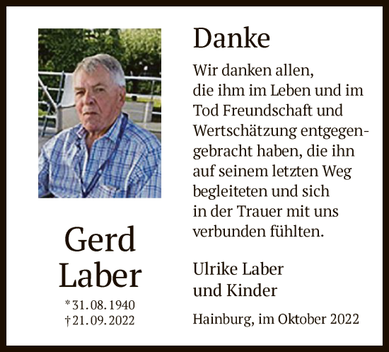 Traueranzeige von Gerd Laber von OF