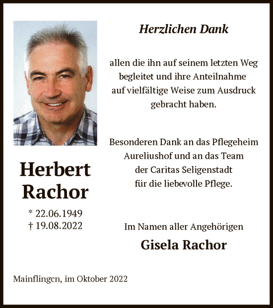 Traueranzeige von Herbert Rachor von OF