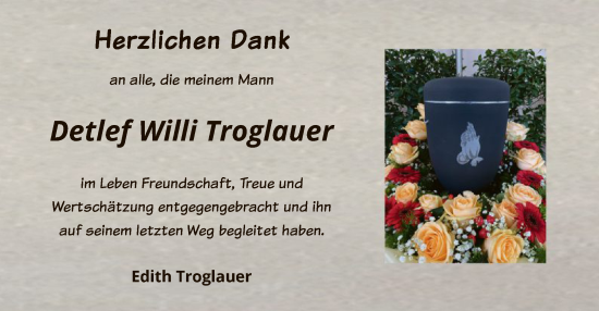 Traueranzeige von Detlef Willi Troglauer von OF