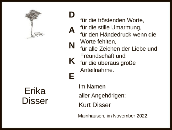 Traueranzeige von Erika Disser von OF