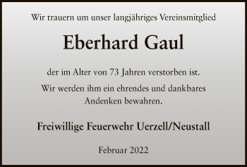 Traueranzeige von Eberhard Gaul von OF