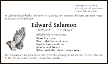 Traueranzeige von Edward Salamon von OF