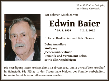 Traueranzeige von Edwin Baier von OF