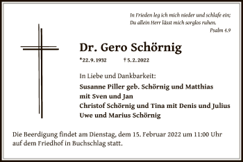 Traueranzeige von Gero Schörnig von OF