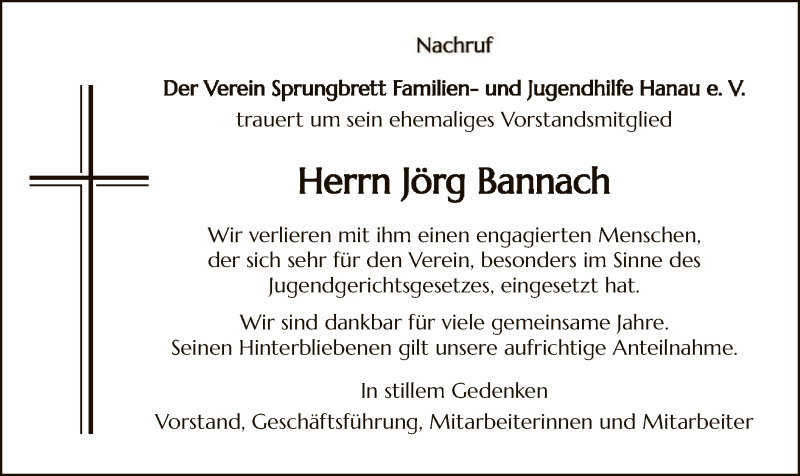  Traueranzeige für Jörg Bannach vom 26.02.2022 aus OF