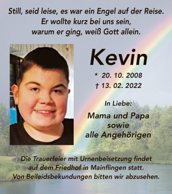 Traueranzeige von Kevin  von OF