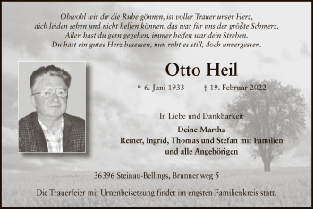 Traueranzeige von Otto Heil von OF