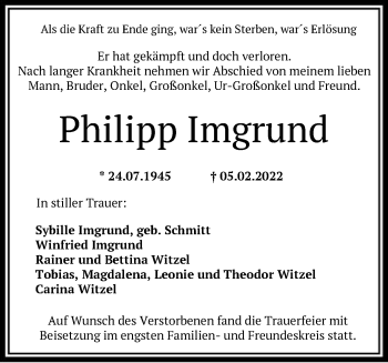 Traueranzeige von Philipp Imgrund von OF