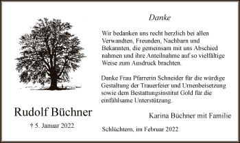 Traueranzeige von Rudolf Büchner von OF