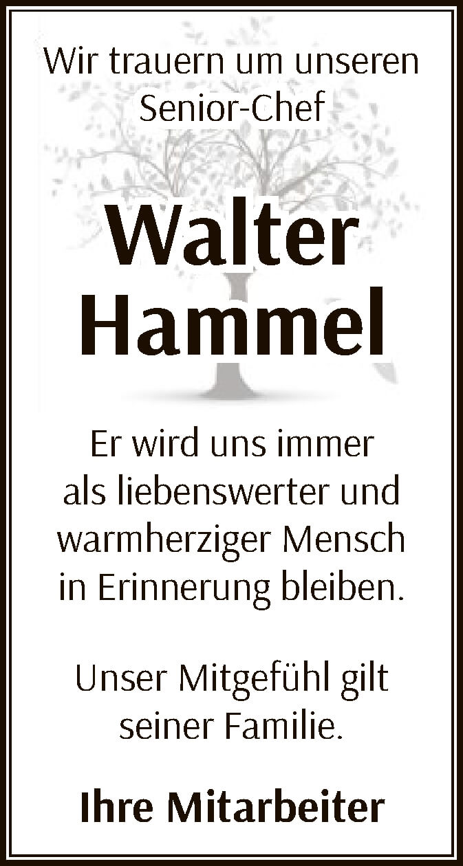  Traueranzeige für Walter Hammel vom 19.02.2022 aus OF