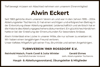 Traueranzeige von Alwin Eckert von OF