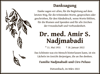 Traueranzeige von Amir S. Nadjmabadi von OF