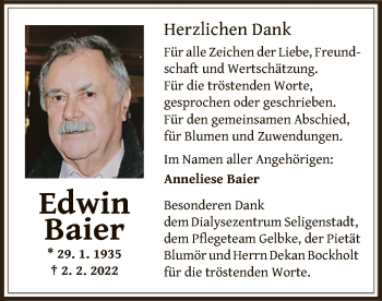 Traueranzeige von Edwin Baier von OF