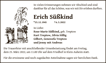 Traueranzeige von Erich Süßkind von OF