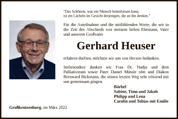 Traueranzeige von Gerhard Heuser von OF