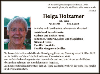 Traueranzeige von Helga Holzamer von OF