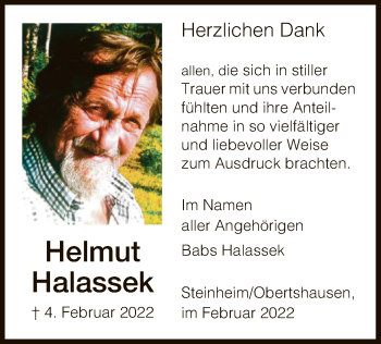 Traueranzeige von Helmut Hallasek von OF