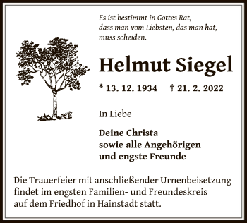 Traueranzeige von Helmut Siegel von OF