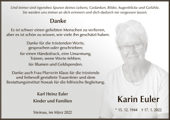 Traueranzeige von Karin Euler von OF