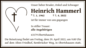 Traueranzeige von Heinrich Hammerl von OF