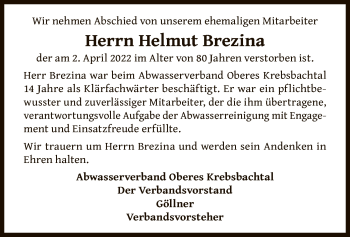 Traueranzeige von Helmut Brezina von OF