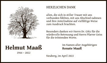 Traueranzeige von Helmut Maaß von OF