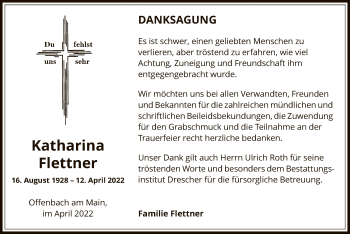 Traueranzeige von Katharina Flettner von OF