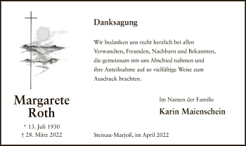 Traueranzeige von Margarete Roth von OF