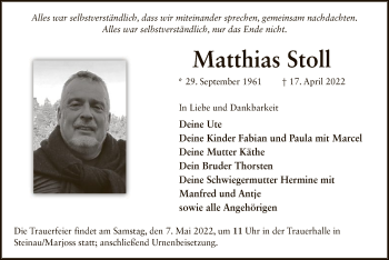 Traueranzeige von Matthias Stoll von OF