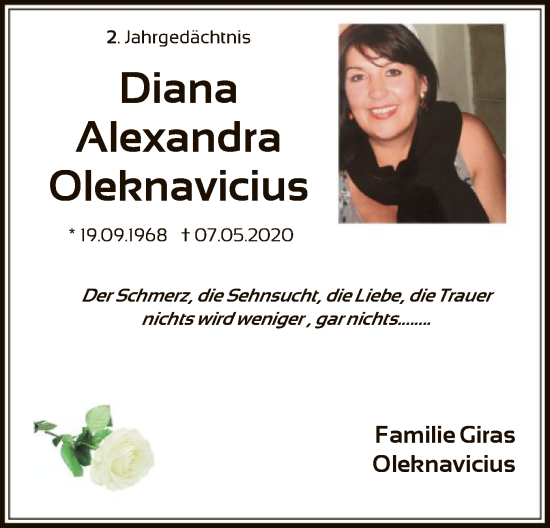 Traueranzeige von Diana Alexandra Oleknavicius von OF