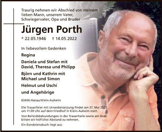 Traueranzeige von Jürgen Porth von OF