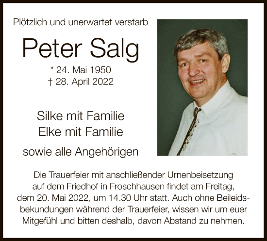 Traueranzeige von Peter Salg von OF