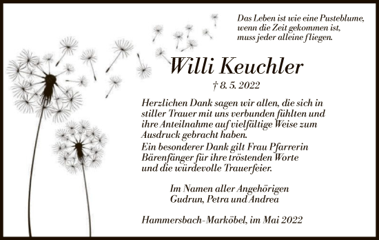 Traueranzeige von Willi Keuchler von OF