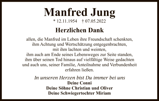 Traueranzeige von Manfred Jung von OF
